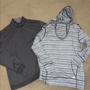 Womens Gray and Striped Sweater Champion and Kirkland hoodie set
